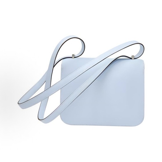 HERMES Constance 19 silver buckle crossbody single-shoulder bag in Haze blue